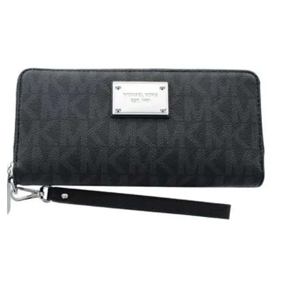 Michael Kors Women's Jet Set Travel Logo Continental Leather Wallet Baguette - B